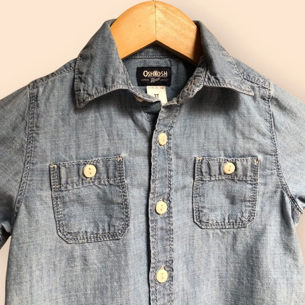 OshKosh B’gosh Kids Cotton Denim Button Front Shirt Collared Baby Kids 3T